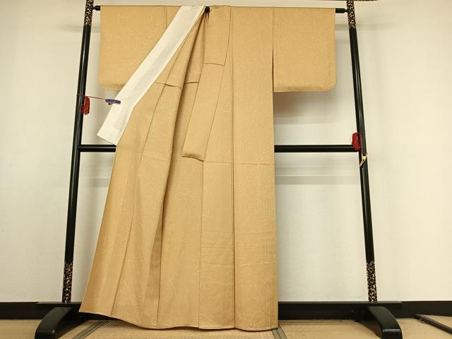 平和屋着物▽上質な小紋 単衣 手描き 草花文 正絹 逸品 AABE9287jh