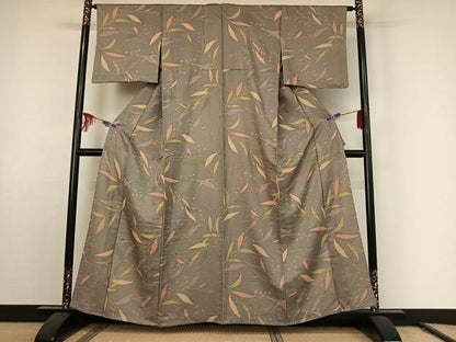 平和屋着物▽上質な小紋 単衣 南天文 正絹 逸品 AABE9289jh