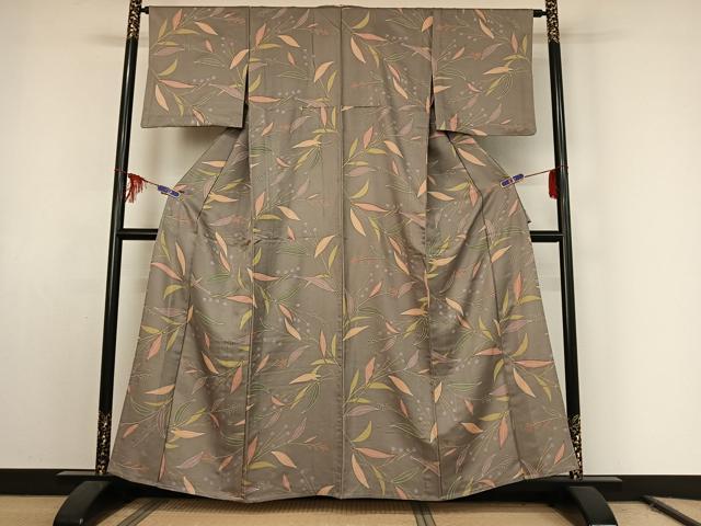 平和屋着物▽上質な小紋 単衣 南天文 正絹 逸品 AABE9289jh