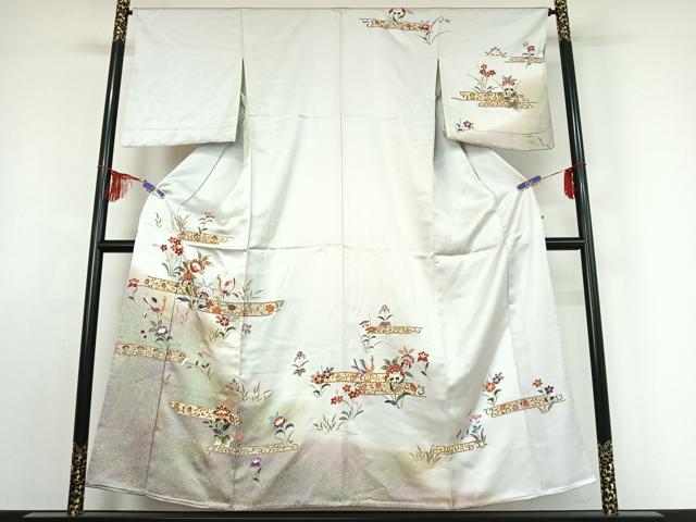 平和屋着物▽訪問着 単衣 螺鈿 花鳥文 暈し染め 金彩 正絹 逸品 AABE9290jh