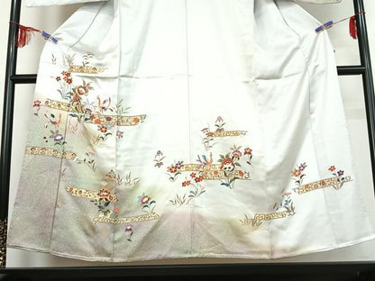 平和屋着物▽訪問着 単衣 螺鈿 花鳥文 暈し染め 金彩 正絹 逸品 AABE9290jh