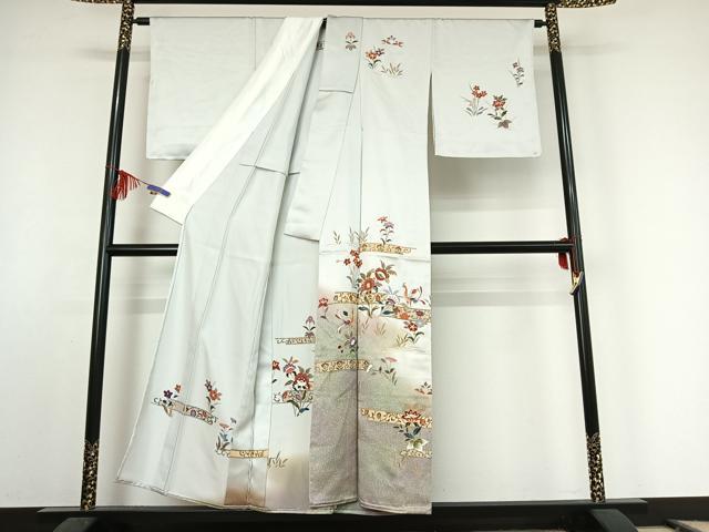 平和屋着物▽訪問着 単衣 螺鈿 花鳥文 暈し染め 金彩 正絹 逸品 AABE9290jh