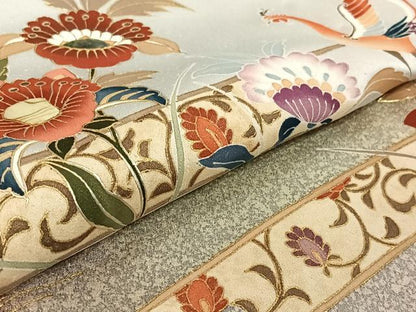 平和屋着物▽訪問着 単衣 螺鈿 花鳥文 暈し染め 金彩 正絹 逸品 AABE9290jh