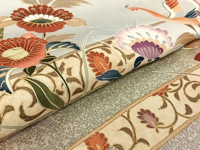 平和屋着物▽訪問着 単衣 螺鈿 花鳥文 暈し染め 金彩 正絹 逸品 AABE9290jh