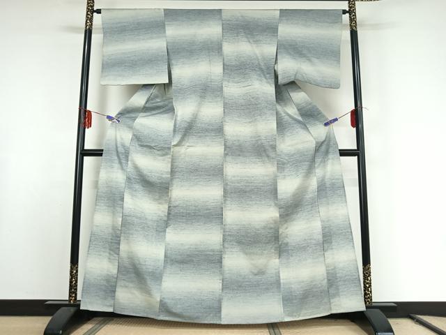 平和屋着物▽上質な紬 単衣 霞文 正絹 逸品 AABE9296jh
