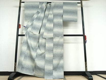 平和屋着物▽上質な紬 単衣 霞文 正絹 逸品 AABE9296jh