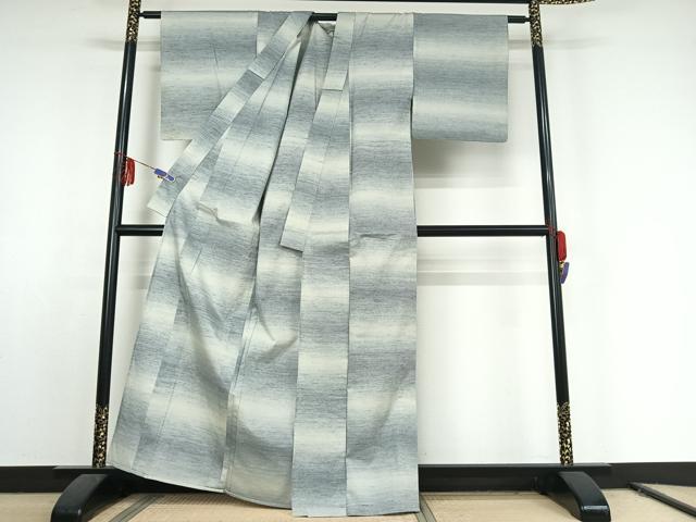 平和屋着物▽上質な紬 単衣 霞文 正絹 逸品 AABE9296jh