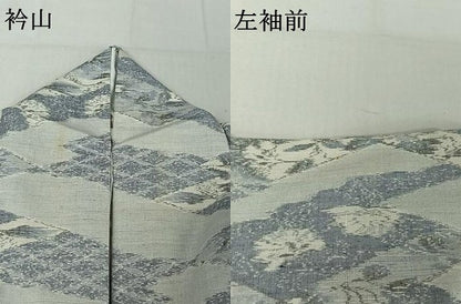 平和屋着物▽上質な紬 単衣 草花文 正絹 逸品 AABE9297jh