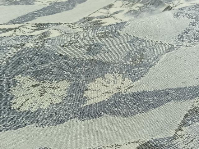 平和屋着物▽上質な紬 単衣 草花文 正絹 逸品 AABE9297jh