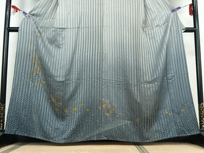 平和屋着物▽訪問着 単衣 吹き寄せ文 暈し染め 金彩 正絹 逸品 AABE9298jh