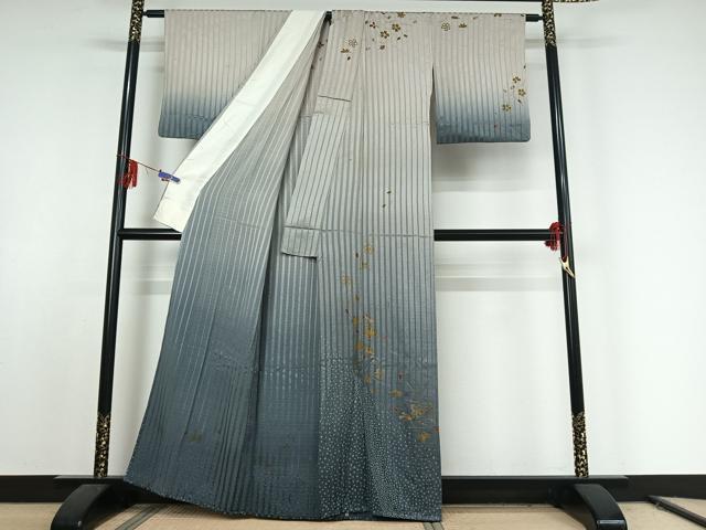 平和屋着物▽訪問着 単衣 吹き寄せ文 暈し染め 金彩 正絹 逸品 AABE9298jh