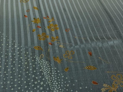 平和屋着物▽訪問着 単衣 吹き寄せ文 暈し染め 金彩 正絹 逸品 AABE9298jh