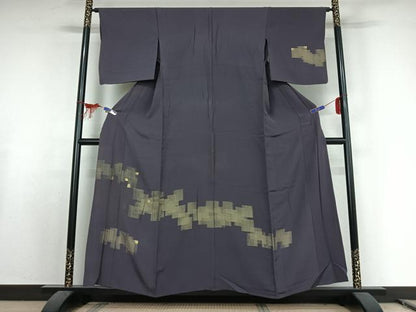平和屋着物▽訪問着　単衣　刺繍　幾何学文様　金彩　正絹　逸品　AABE9301jh