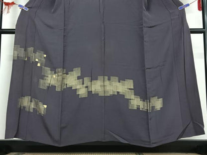 平和屋着物▽訪問着　単衣　刺繍　幾何学文様　金彩　正絹　逸品　AABE9301jh