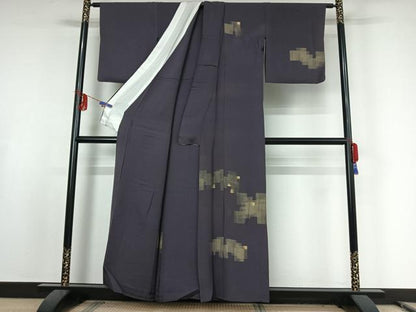 平和屋着物▽訪問着　単衣　刺繍　幾何学文様　金彩　正絹　逸品　AABE9301jh