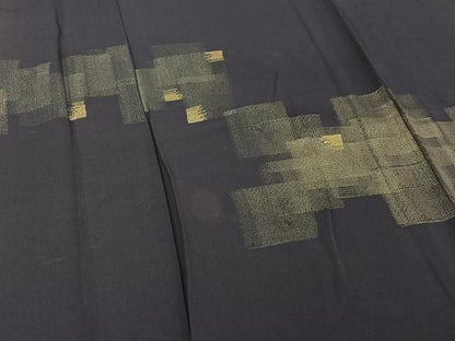 平和屋着物▽訪問着　単衣　刺繍　幾何学文様　金彩　正絹　逸品　AABE9301jh