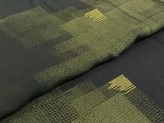 平和屋着物▽訪問着　単衣　刺繍　幾何学文様　金彩　正絹　逸品　AABE9301jh