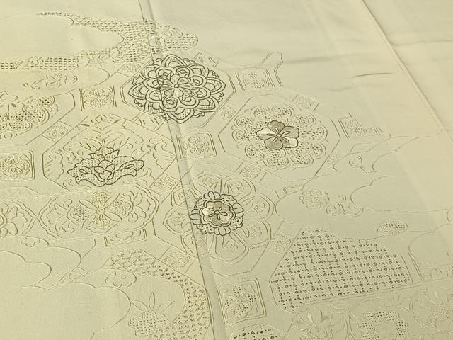 平和屋着物▽訪問着 単衣 中国三大刺繍 汕頭刺繍 スワトウ刺繍 総刺繍 蜀江花文 正絹 逸品 AABE9304jh