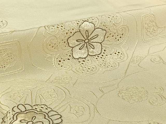 平和屋着物▽訪問着 単衣 中国三大刺繍 汕頭刺繍 スワトウ刺繍 総刺繍 蜀江花文 正絹 逸品 AABE9304jh