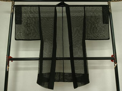 平和屋着物▽男性 長羽織 スリーシーズン 春夏秋 塵除け 霞文 正絹 逸品 AABE9305jh