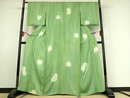 平和屋着物▽上質な小紋　単衣　幾何学文様　暈し染め　正絹　逸品　AABE9308jh