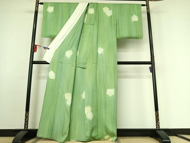 平和屋着物▽上質な小紋　単衣　幾何学文様　暈し染め　正絹　逸品　AABE9308jh