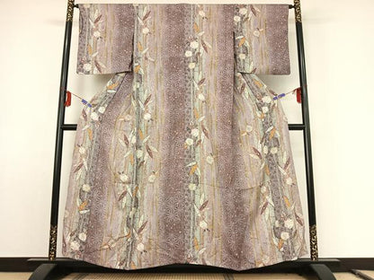 平和屋着物▽上質な小紋 単衣 辻が花 金彩 正絹 逸品 AABE9311jh