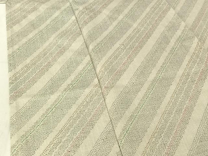 平和屋着物▽本場結城紬 重要無形文化財 単衣 100亀甲 斜縞 正絹 逸品 AABE9312jh