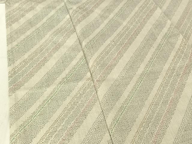 平和屋着物▽本場結城紬 重要無形文化財 単衣 100亀甲 斜縞 正絹 逸品 AABE9312jh