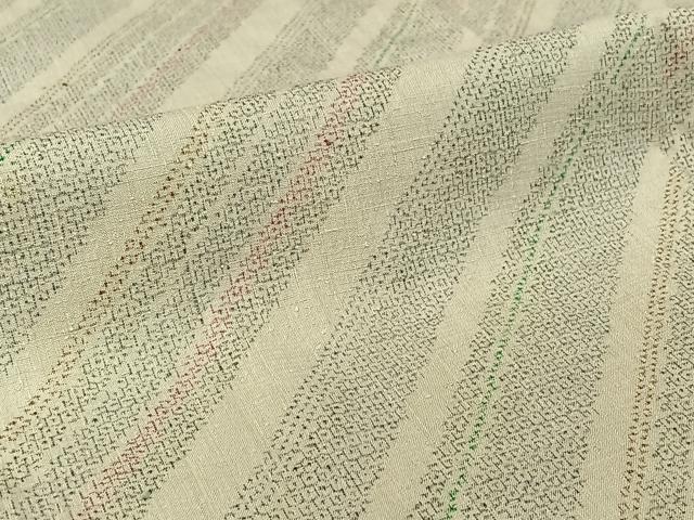 平和屋着物▽本場結城紬 重要無形文化財 単衣 100亀甲 斜縞 正絹 逸品 AABE9312jh