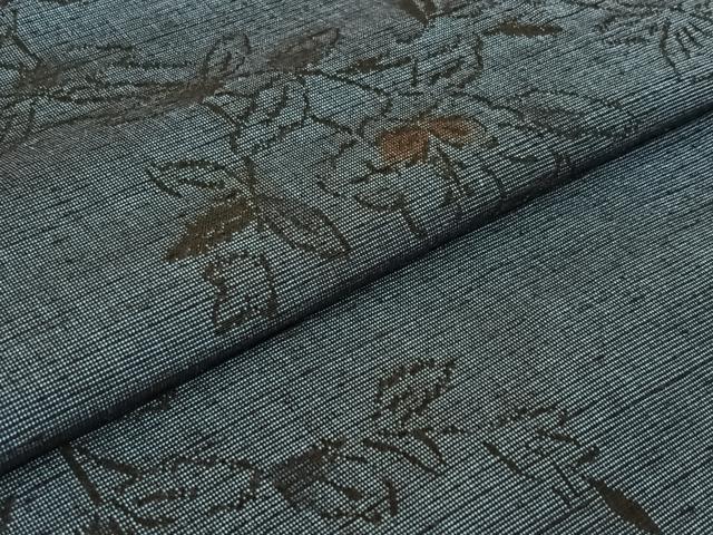 平和屋着物▽上質な紬 単衣 草花文 正絹 逸品 AABE9315jh