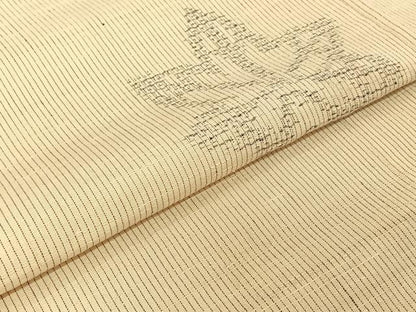 平和屋着物▽上質な紬 単衣 舞葉文 正絹 逸品 AABE9316jh