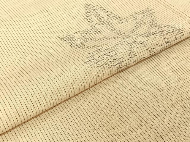 平和屋着物▽上質な紬 単衣 舞葉文 正絹 逸品 AABE9316jh