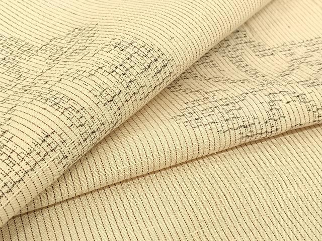 平和屋着物▽上質な紬 単衣 舞葉文 正絹 逸品 AABE9316jh