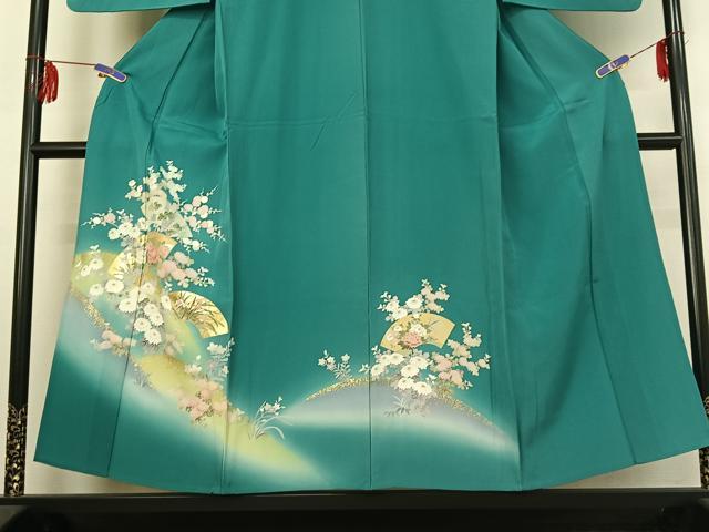 平和屋着物▽訪問着 単衣 地紙花文 暈し染め 金彩 正絹 逸品 AABE9318jh