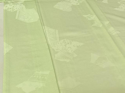 平和屋着物▽上質な色無地 単衣 花唐草地紋 夏虫色 正絹 逸品 AABE9320jh