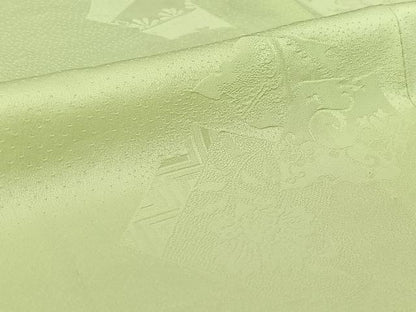 平和屋着物▽上質な色無地 単衣 花唐草地紋 夏虫色 正絹 逸品 AABE9320jh
