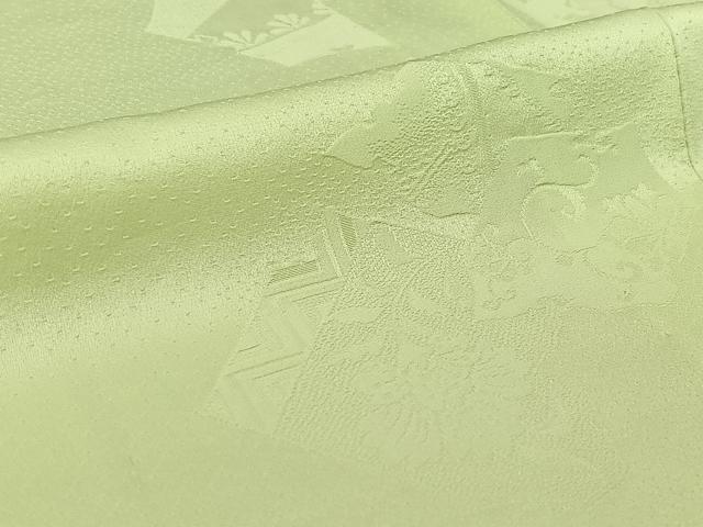 平和屋着物▽上質な色無地 単衣 花唐草地紋 夏虫色 正絹 逸品 AABE9320jh