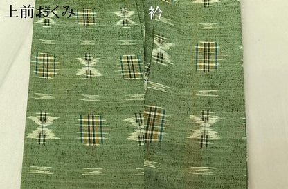 平和屋着物▽上質な紬 単衣 絣柄 正絹 逸品 AABE9322jh