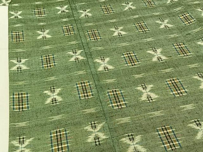 平和屋着物▽上質な紬 単衣 絣柄 正絹 逸品 AABE9322jh