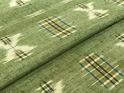平和屋着物▽上質な紬 単衣 絣柄 正絹 逸品 AABE9322jh