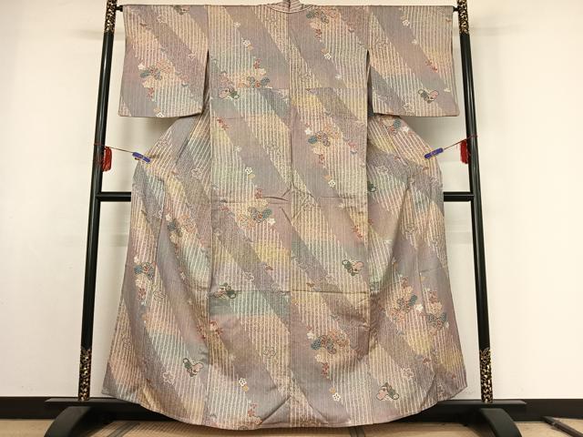 平和屋着物▽上質な小紋　単衣　吉祥花文　金彩　やまと誂製　正絹　逸品　AABE9328jh