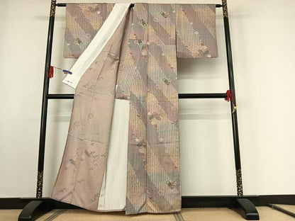 平和屋着物▽上質な小紋　単衣　吉祥花文　金彩　やまと誂製　正絹　逸品　AABE9328jh