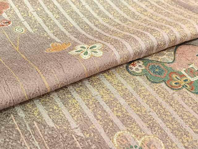 平和屋着物▽上質な小紋　単衣　吉祥花文　金彩　やまと誂製　正絹　逸品　AABE9328jh