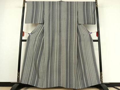 平和屋着物▽上質な小紋 単衣 麻の葉間道 正絹 逸品 AABE9329jh