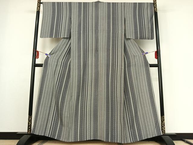 平和屋着物▽上質な小紋 単衣 麻の葉間道 正絹 逸品 AABE9329jh