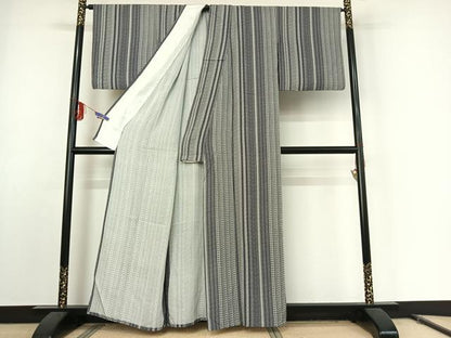 平和屋着物▽上質な小紋 単衣 麻の葉間道 正絹 逸品 AABE9329jh