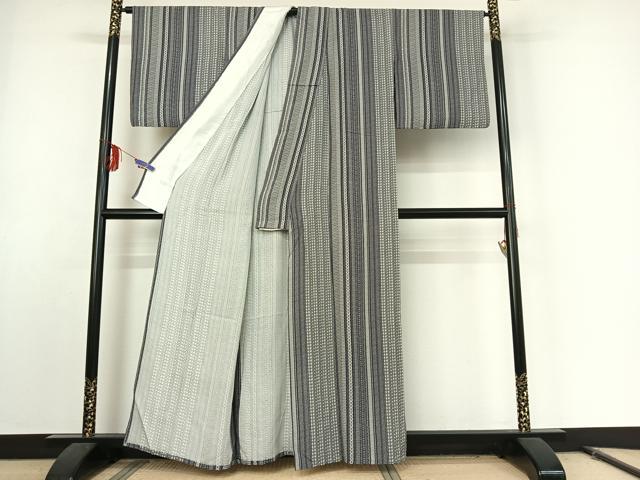 平和屋着物▽上質な小紋 単衣 麻の葉間道 正絹 逸品 AABE9329jh