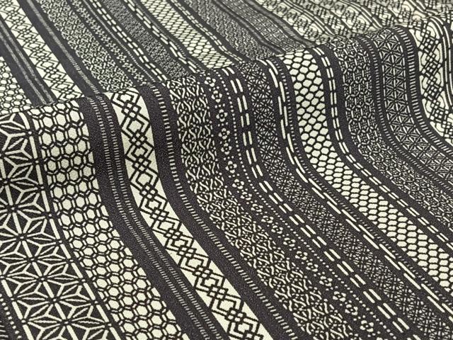平和屋着物▽上質な小紋 単衣 麻の葉間道 正絹 逸品 AABE9329jh