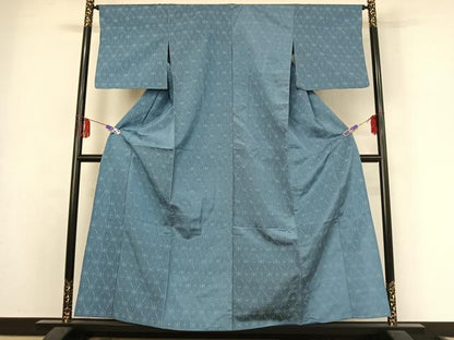 平和屋着物▽上質な小紋 単衣 幾何学文様 正絹 逸品 AABE9330jh